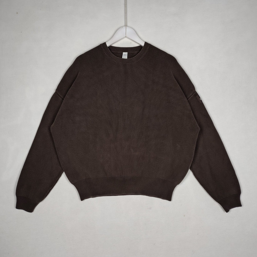 Alo Yoga Scholar Crew Neck Sweater Espresso Brown Ribbed Knit M3224R Mens Small
